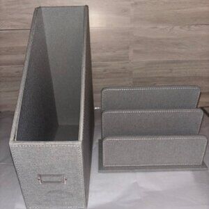 Magazine Holder & Desk Mail Organizer, Grey